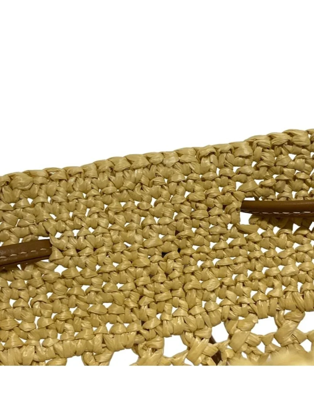 Miu Miu Woven Fabric Mini Bag Naturale Cognac Leather - Picture 12 of 15